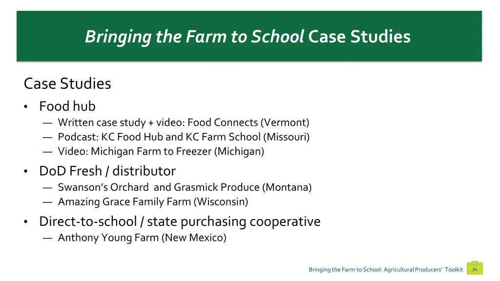 bringing the farm to school case studies