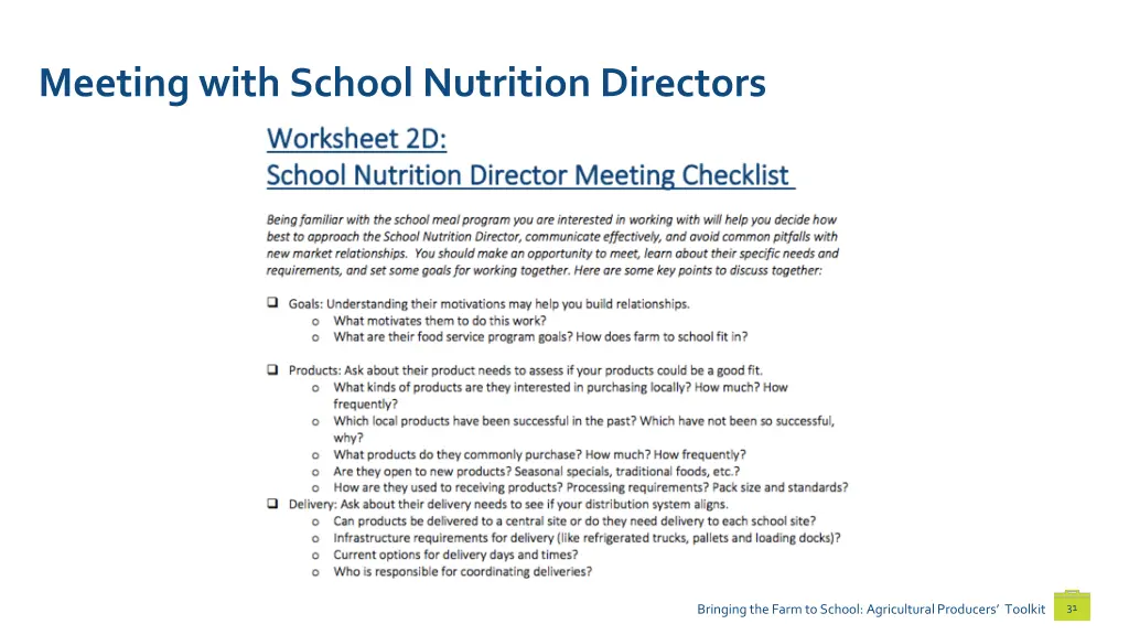 meeting with school nutrition directors