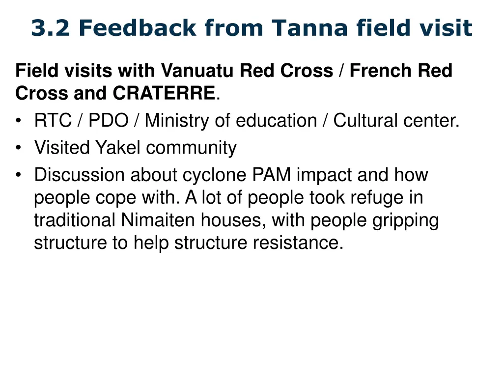 3 2 feedback from tanna field visit