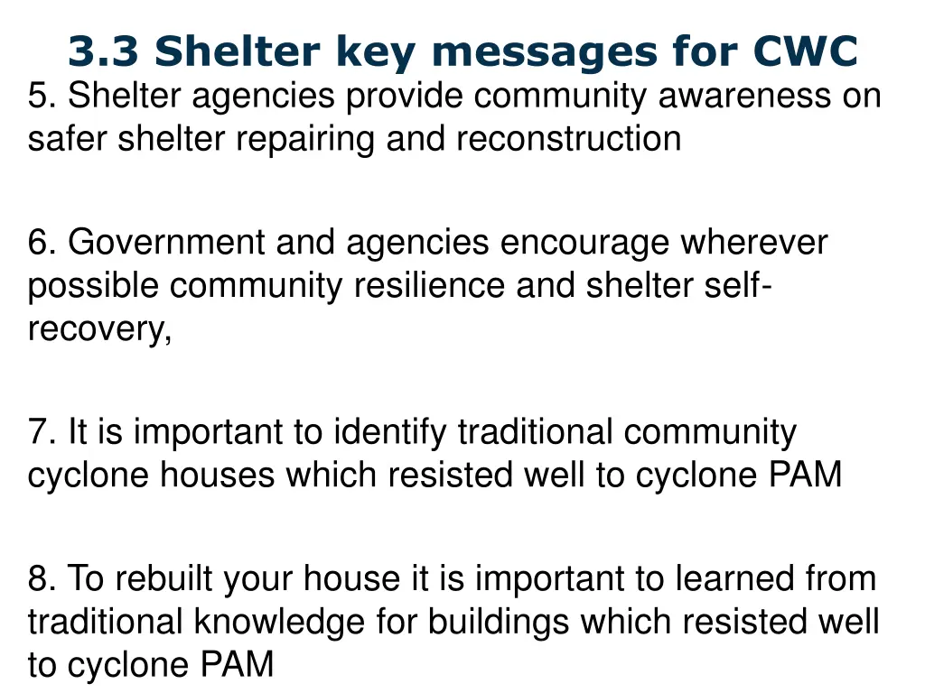 3 3 shelter key messages for cwc 2