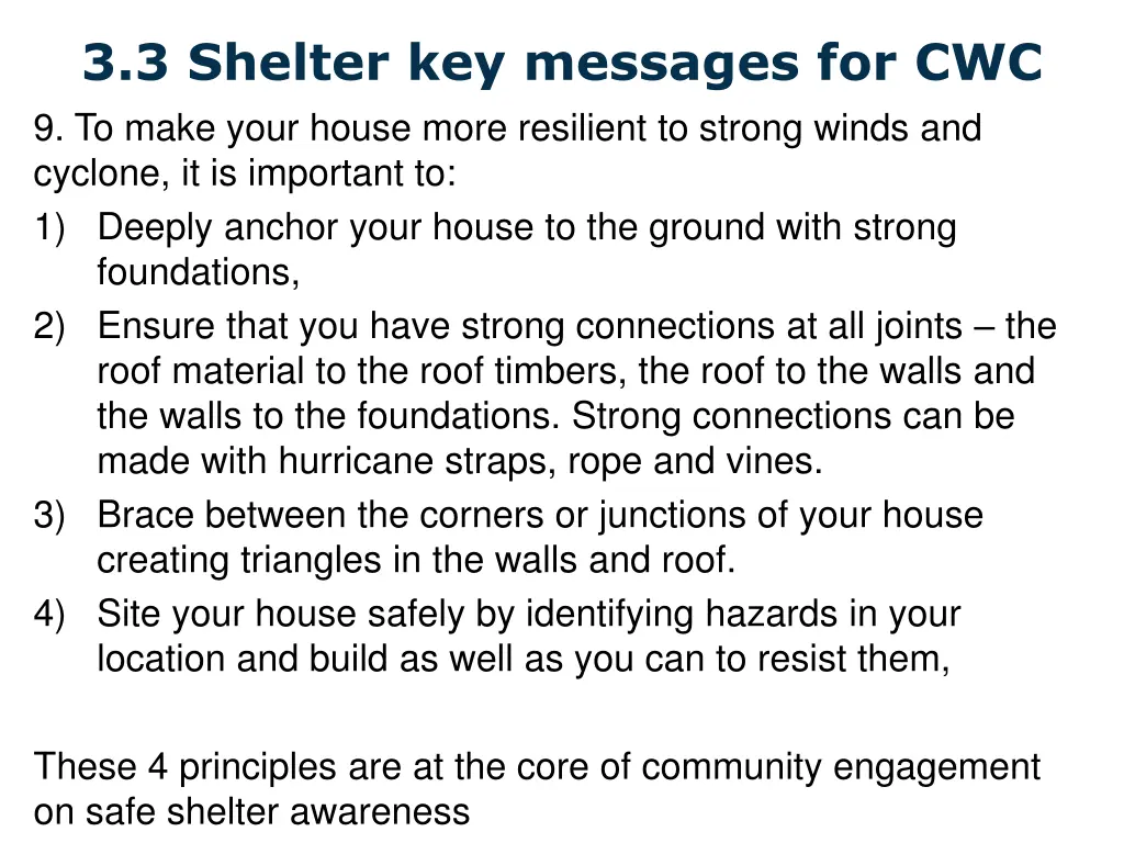 3 3 shelter key messages for cwc 3