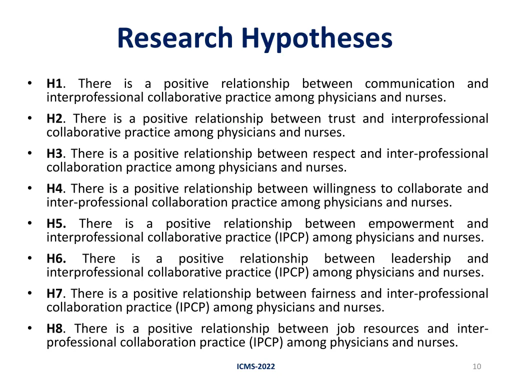 research hypotheses