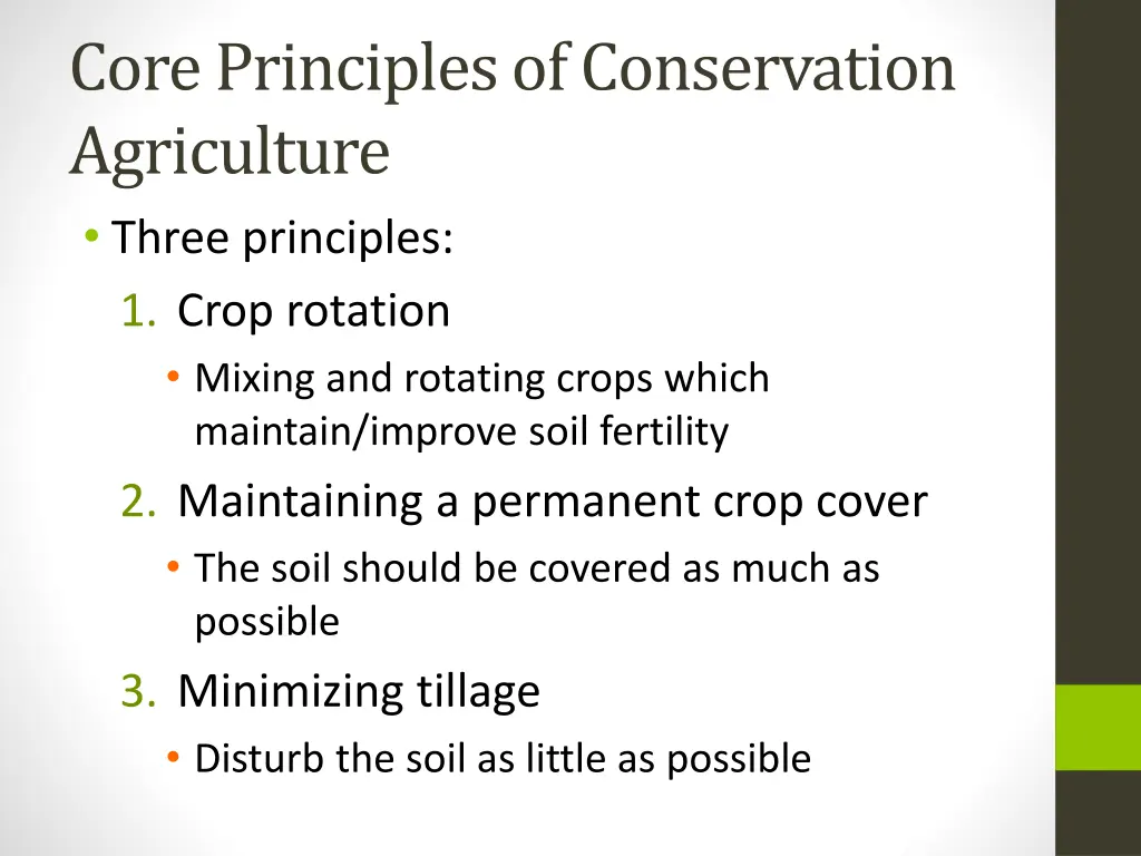 core principles of conservation agriculture three