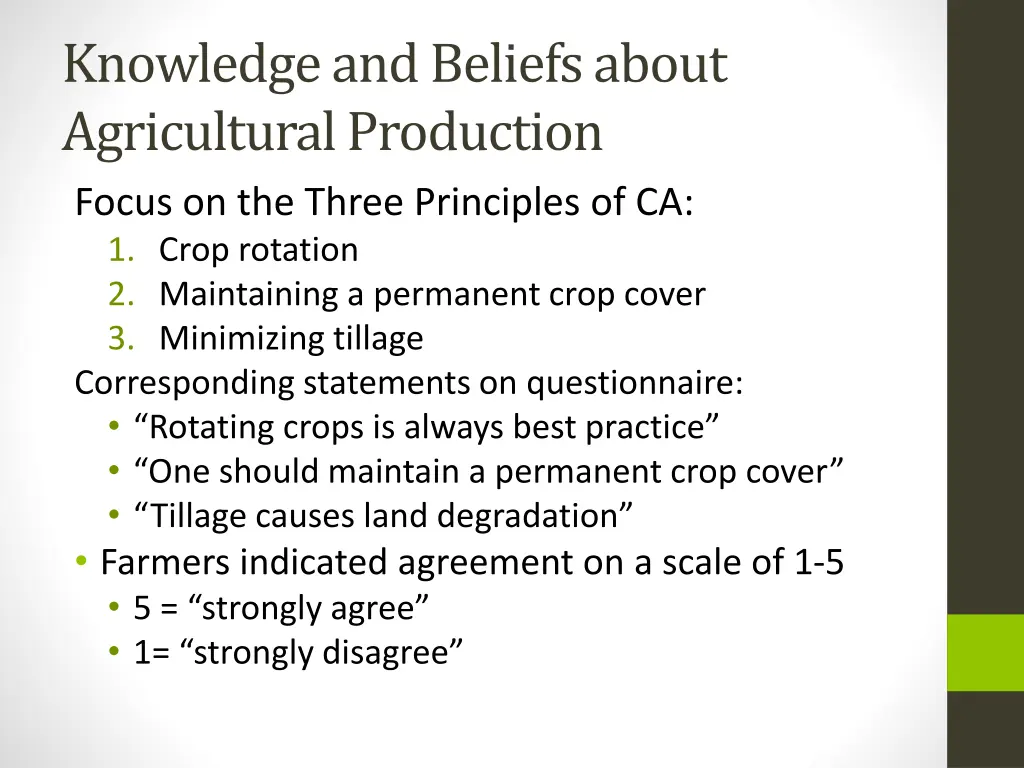 knowledge and beliefs about agricultural