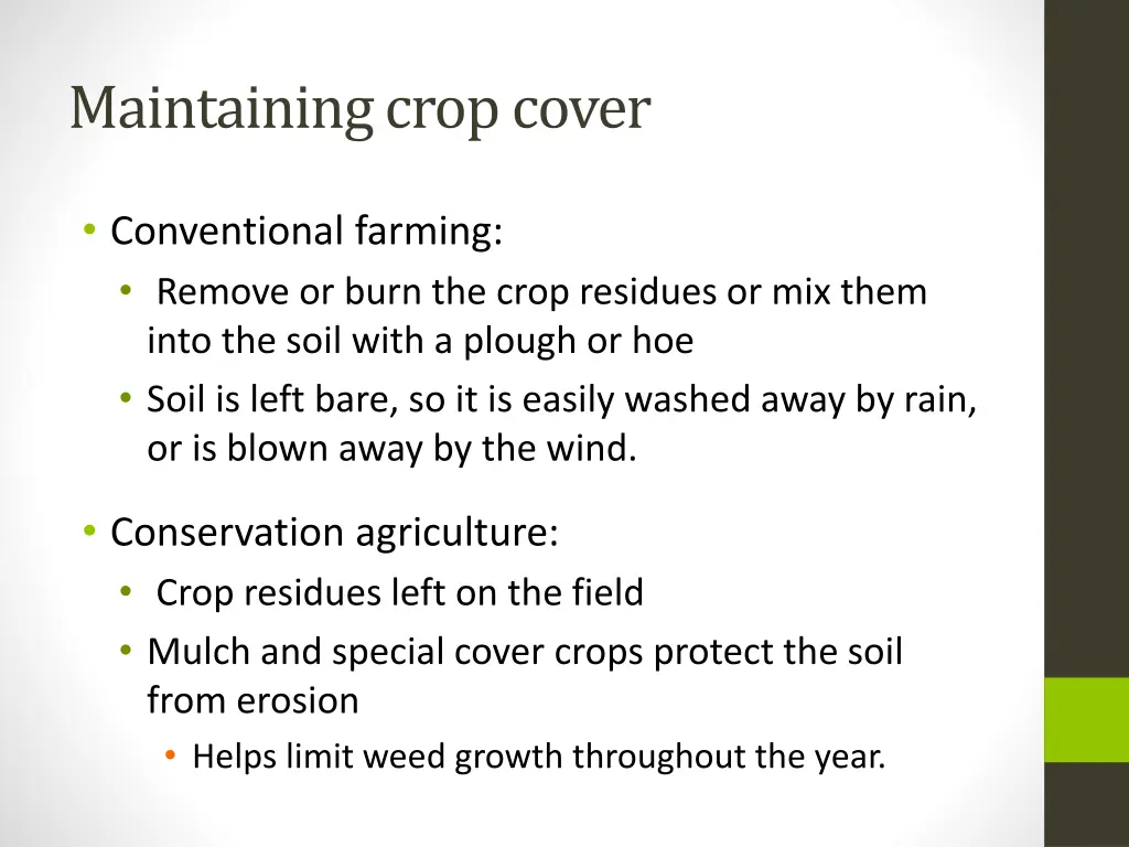 maintaining crop cover