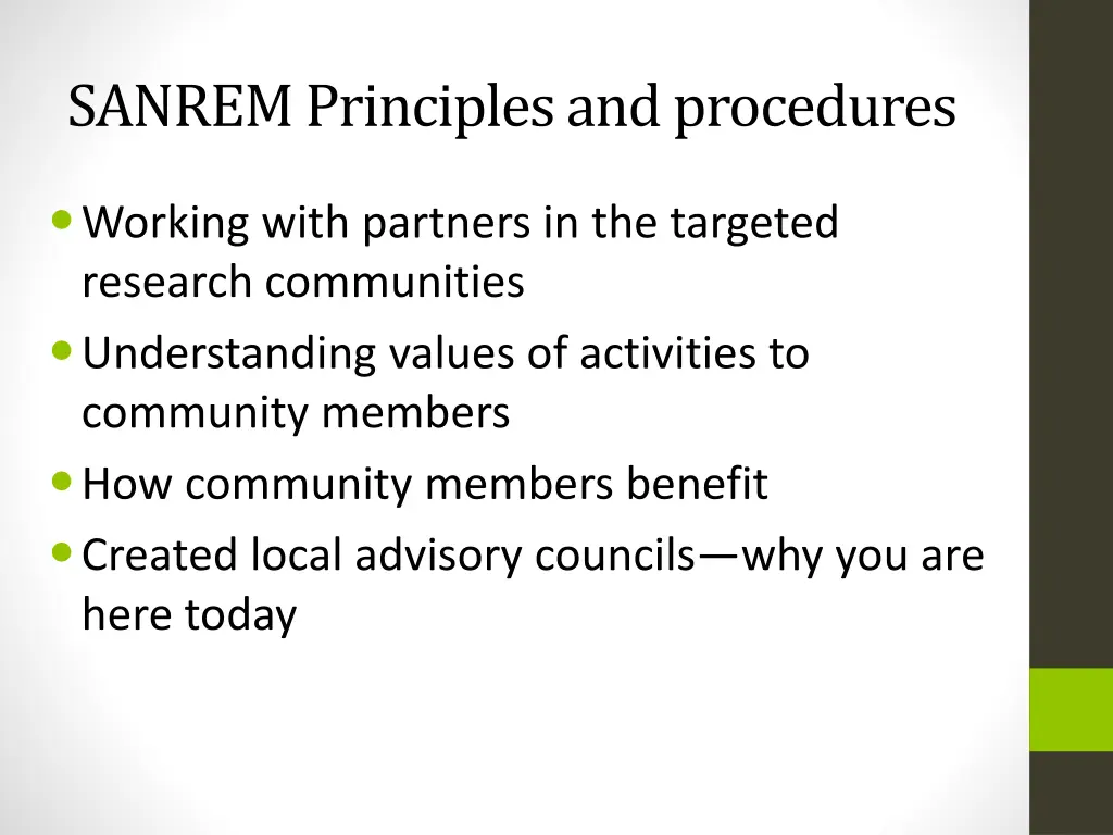 sanrem principles and procedures