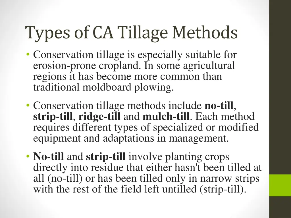 types of ca tillage methods conservation tillage