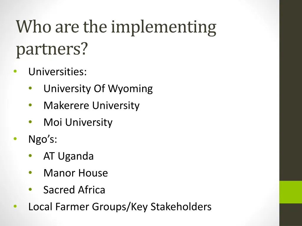 who are the implementing partners