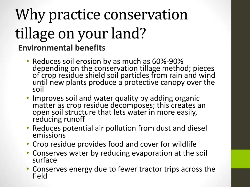 why practice conservation tillage on your land