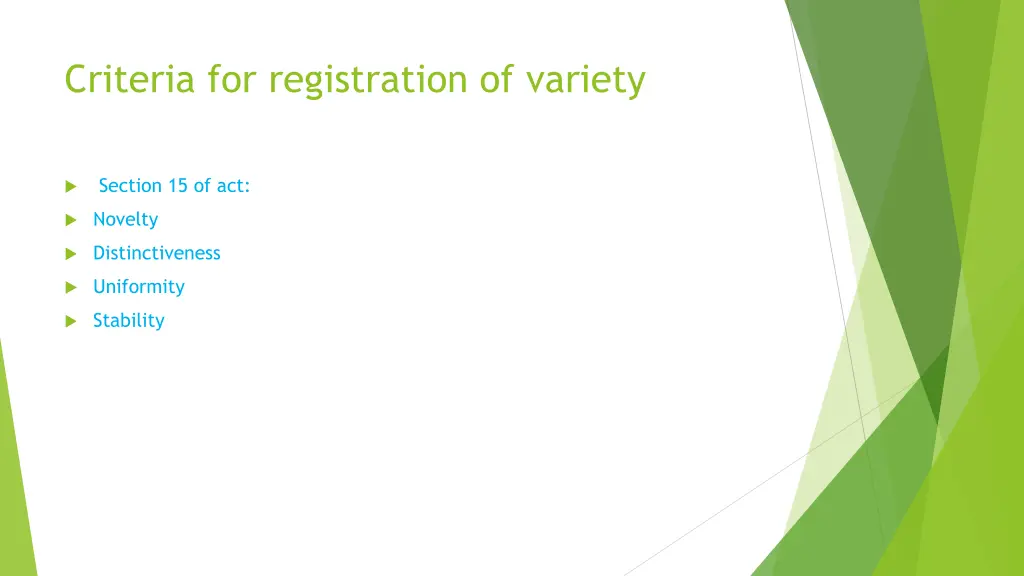 criteria for registration of variety