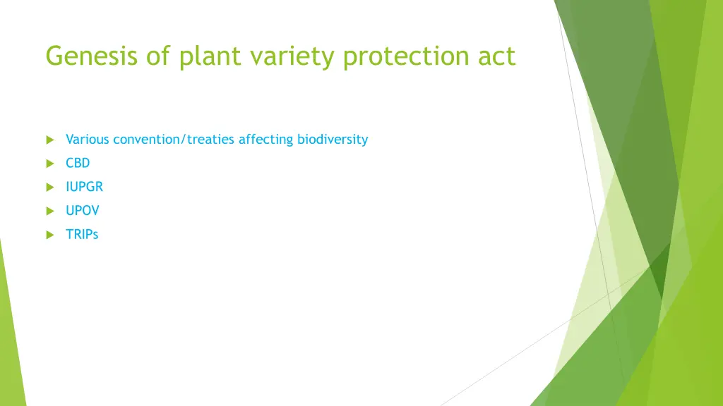 genesis of plant variety protection act