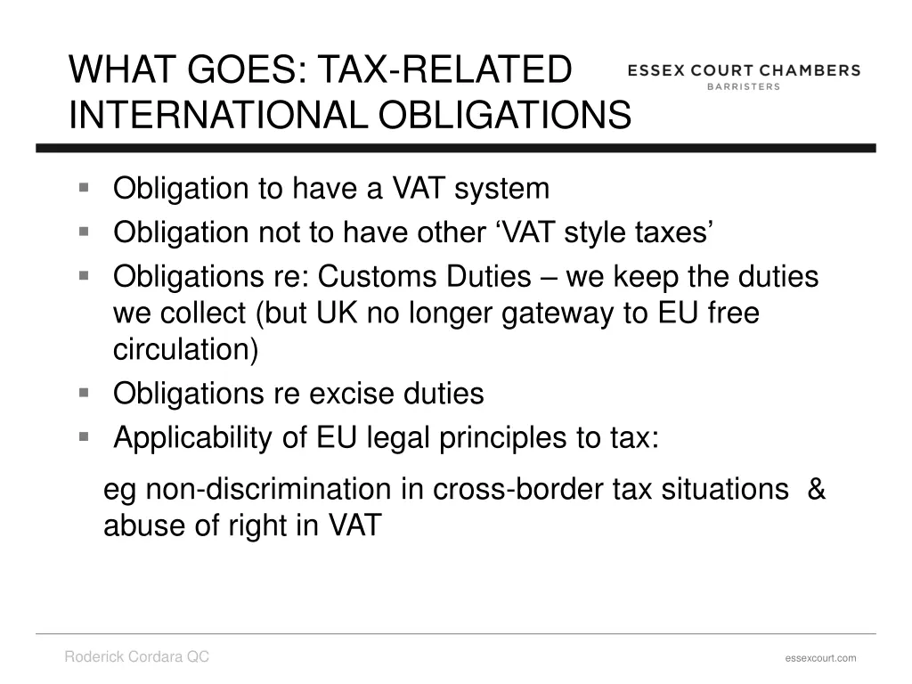 what goes tax related international obligations