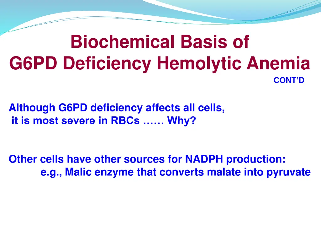 biochemical basis of g6pd deficiency hemolytic 2