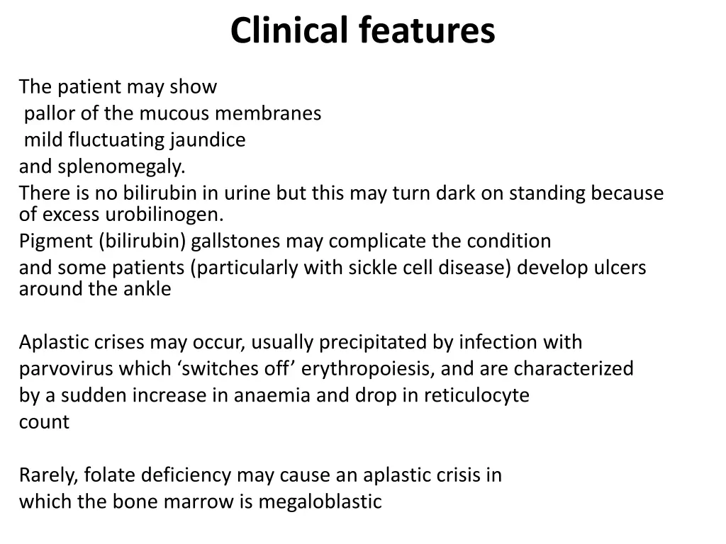 clinical features