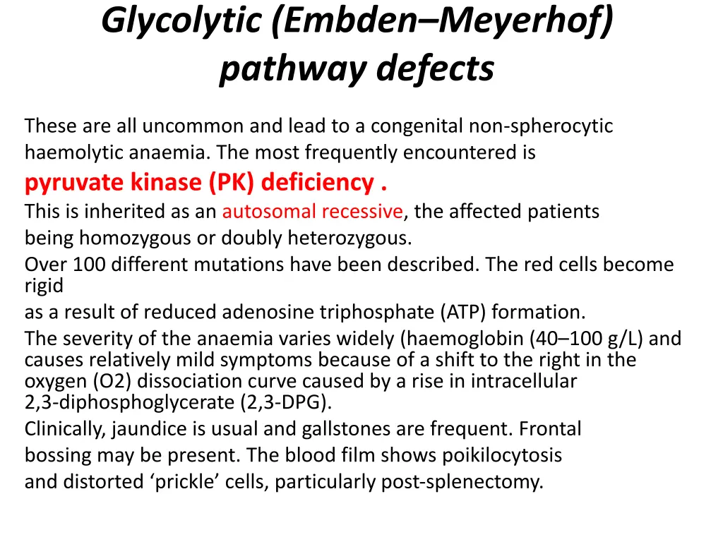 glycolytic embden meyerhof pathway defects