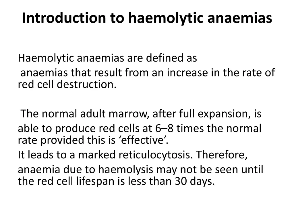 introduction to haemolytic anaemias