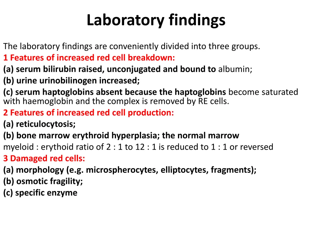 laboratory findings