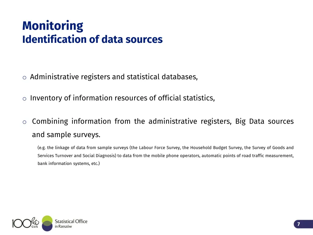 monitoring identification of data sources