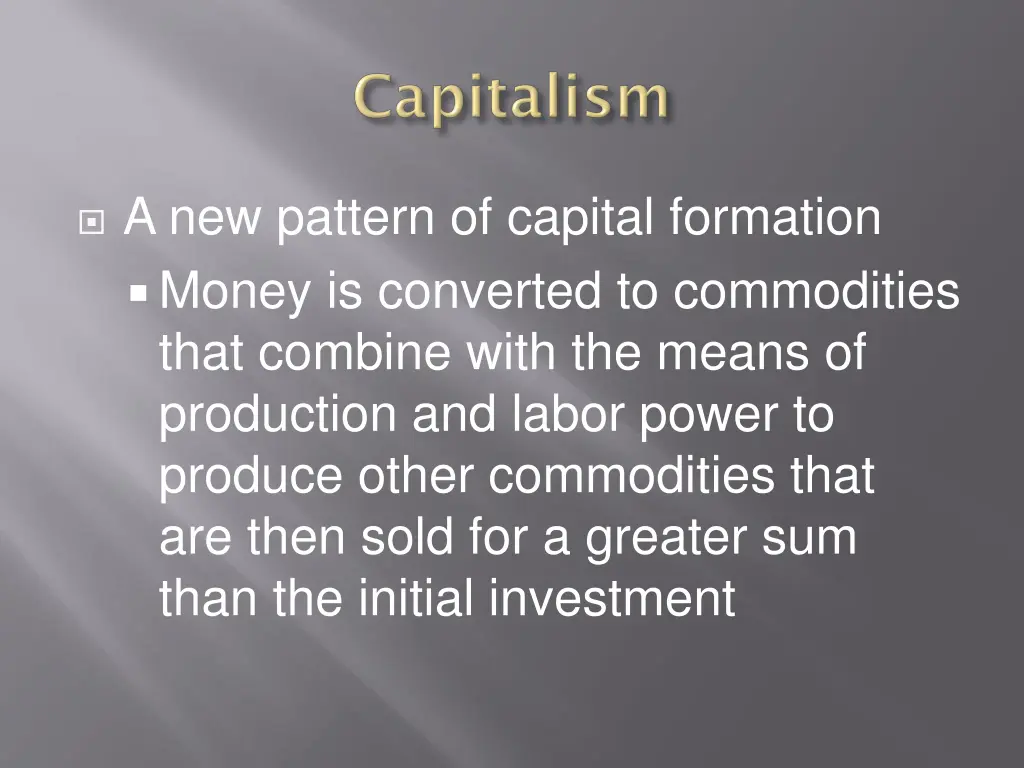 a new pattern of capital formation money