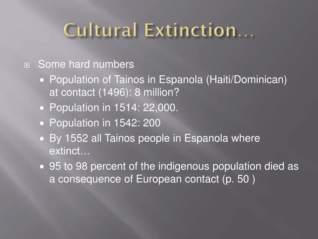 some hard numbers population of tainos