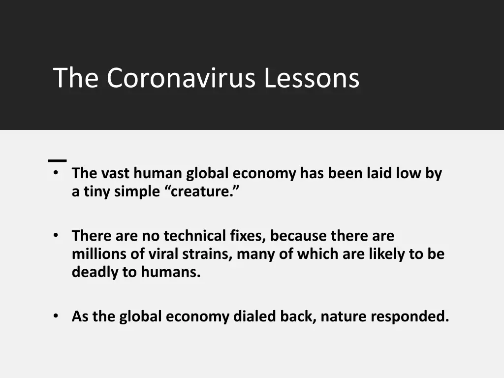 the coronavirus lessons