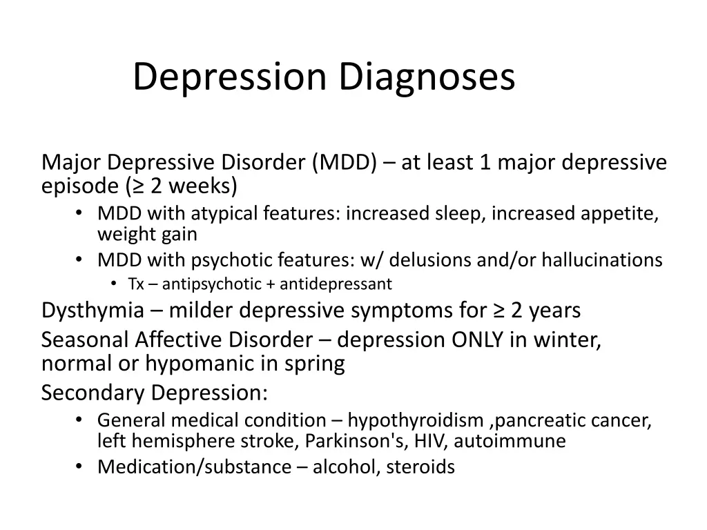 depression diagnoses