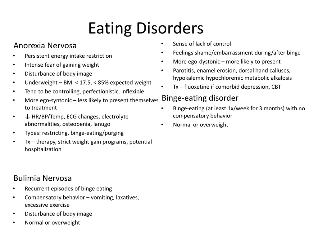 eating disorders