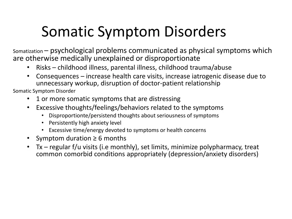 somatic symptom disorders