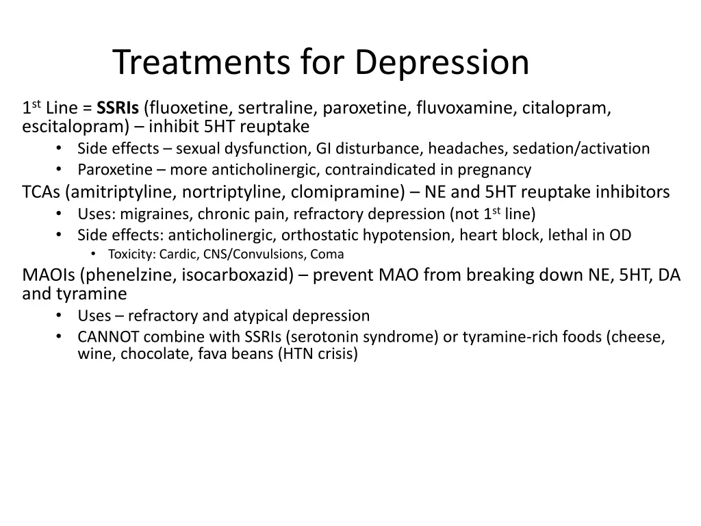 treatments for depression