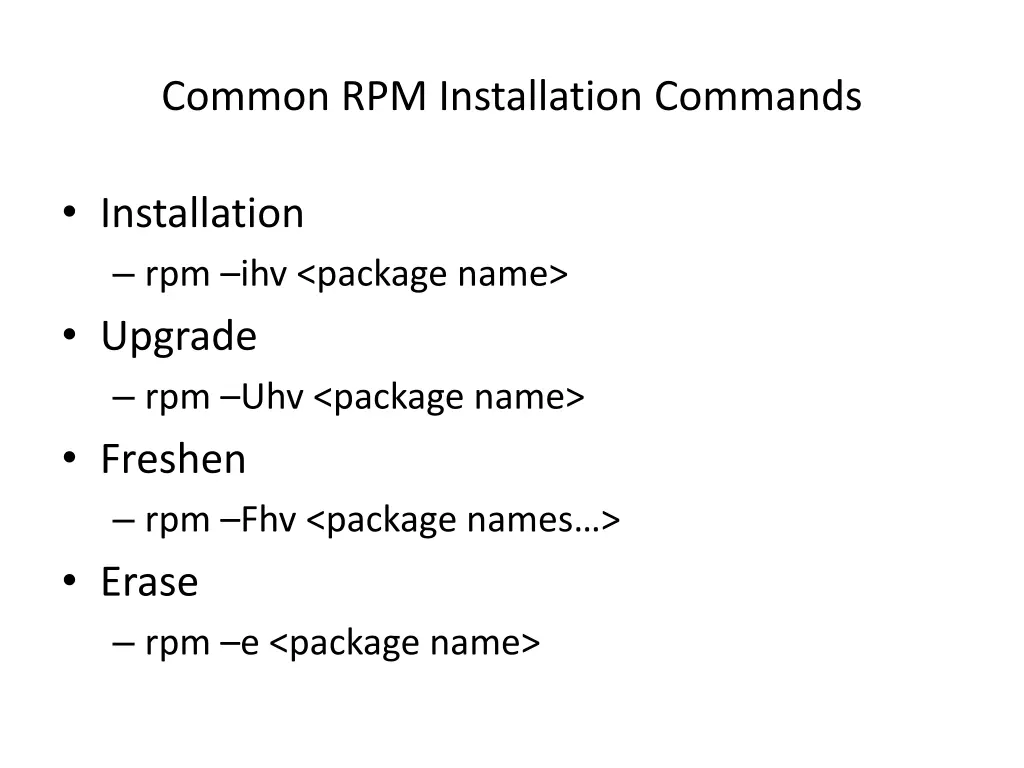 common rpm installation commands