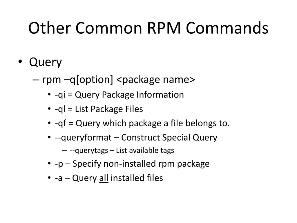 other common rpm commands