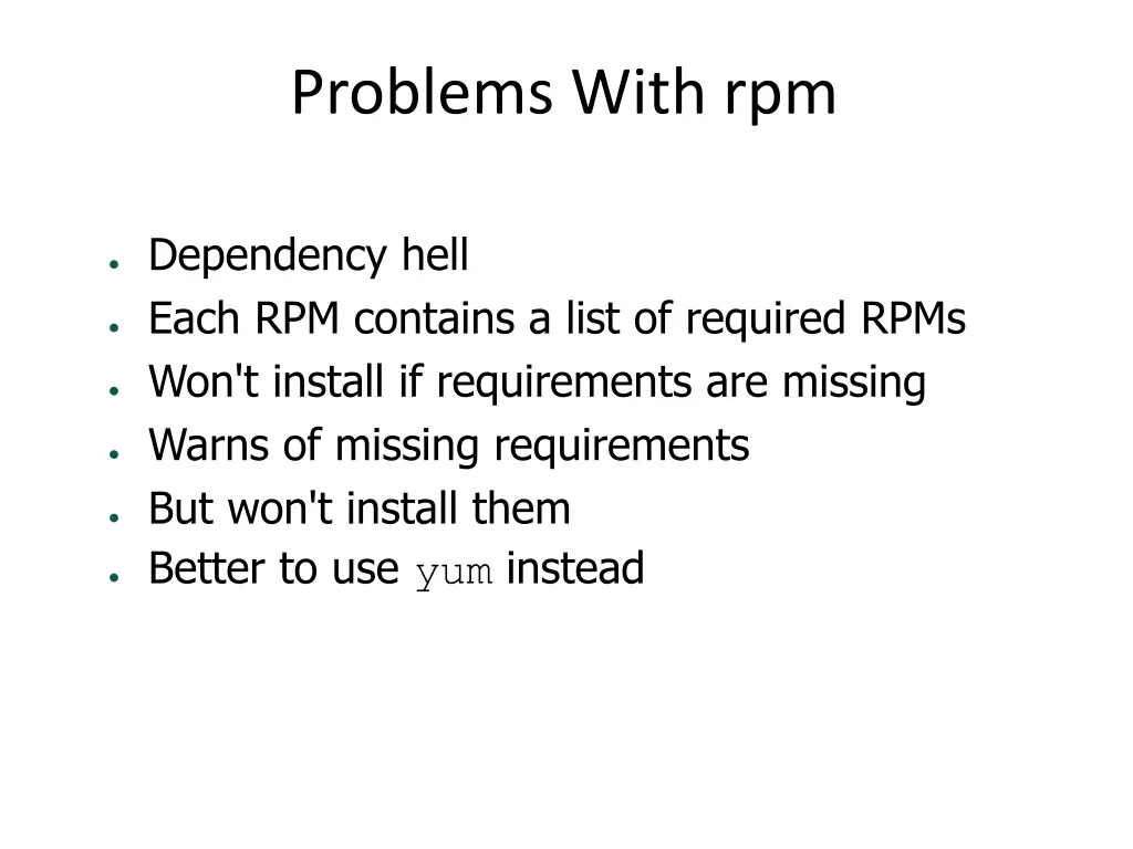 problems with rpm