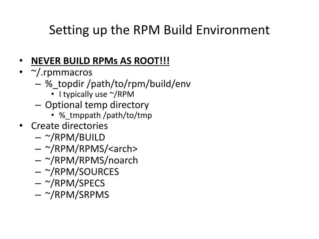 setting up the rpm build environment