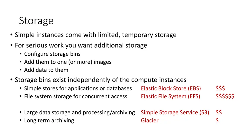 storage simple instances come with limited