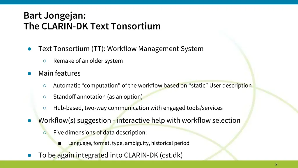 bart jongejan the clarin dk text tonsortium