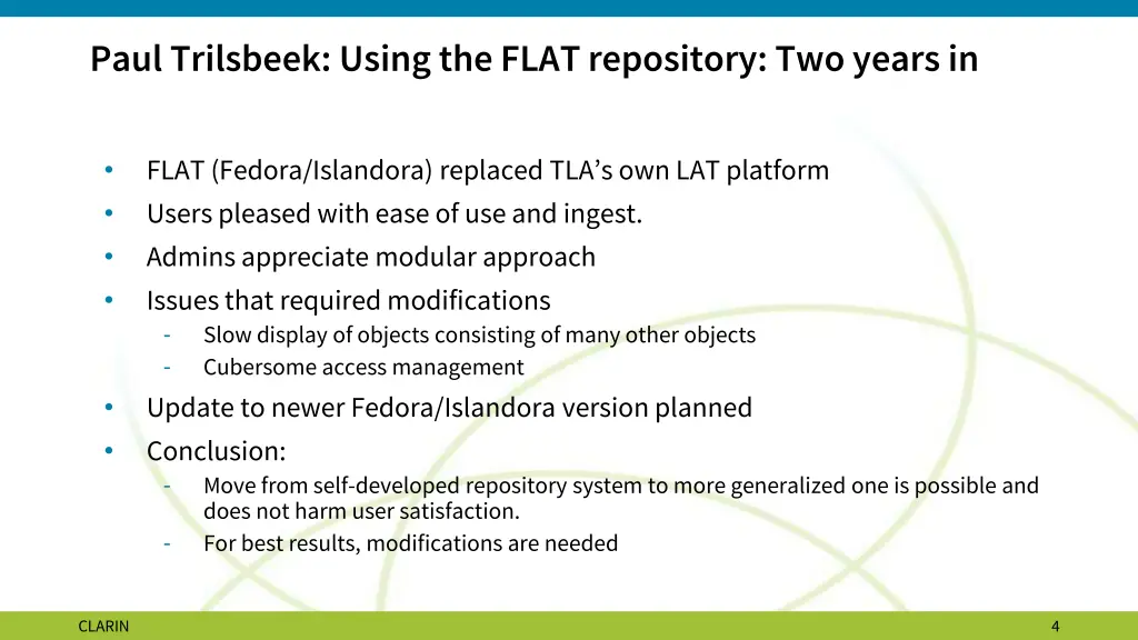 paul trilsbeek using the flat repository