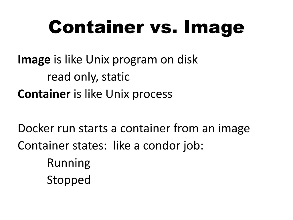 container vs image