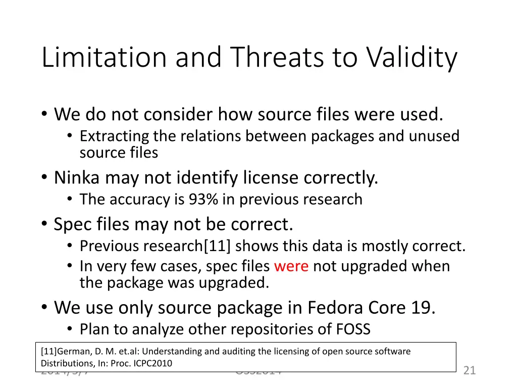 limitation and threats to validity