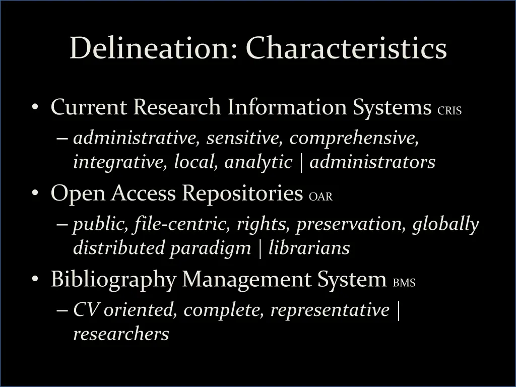 delineation characteristics