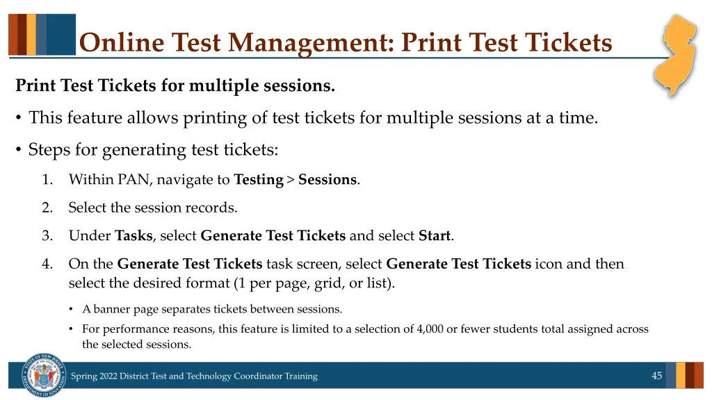 online test management print test tickets