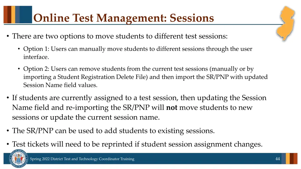 online test management sessions