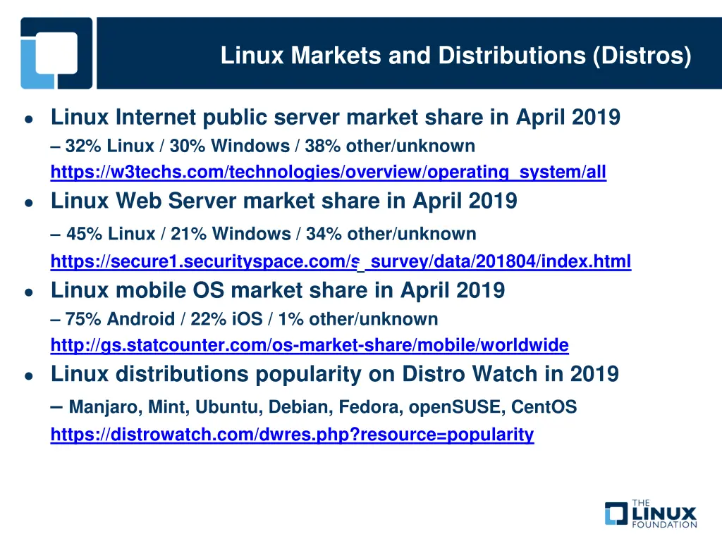 linux markets and distributions distros