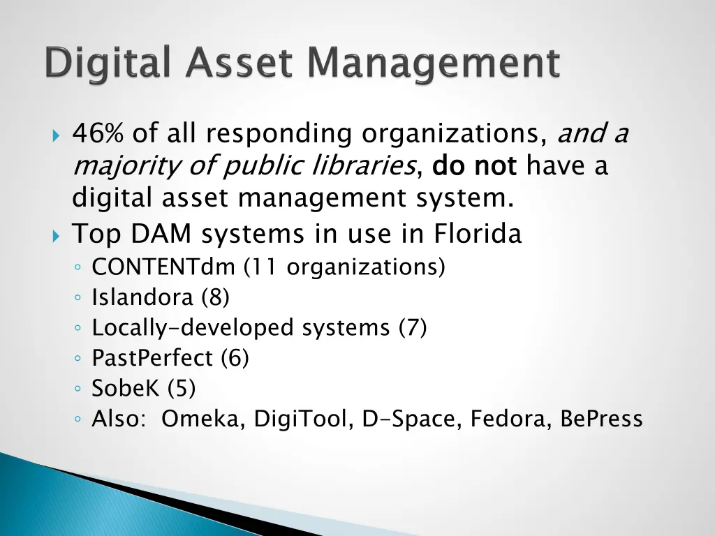 46 of all responding organizations and a majority