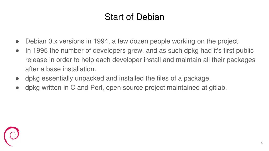 start of debian