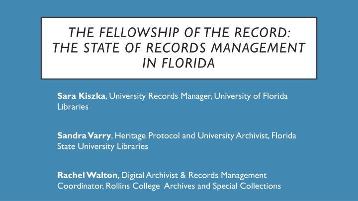 the fellowship of the record the state of records