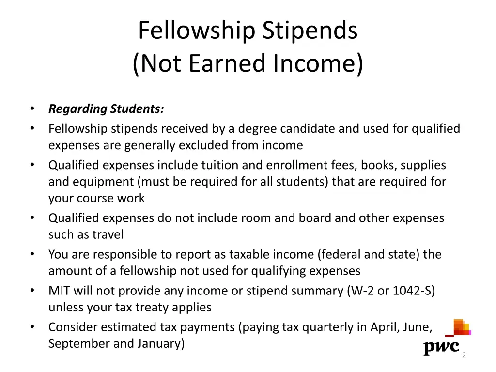 fellowship stipends not earned income