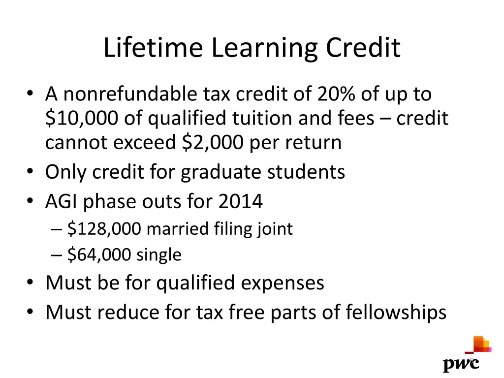 lifetime learning credit