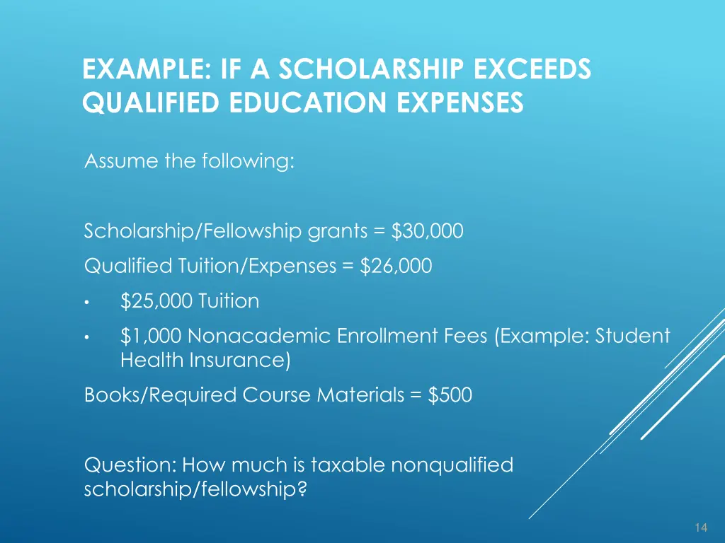 example if a scholarship exceeds qualified