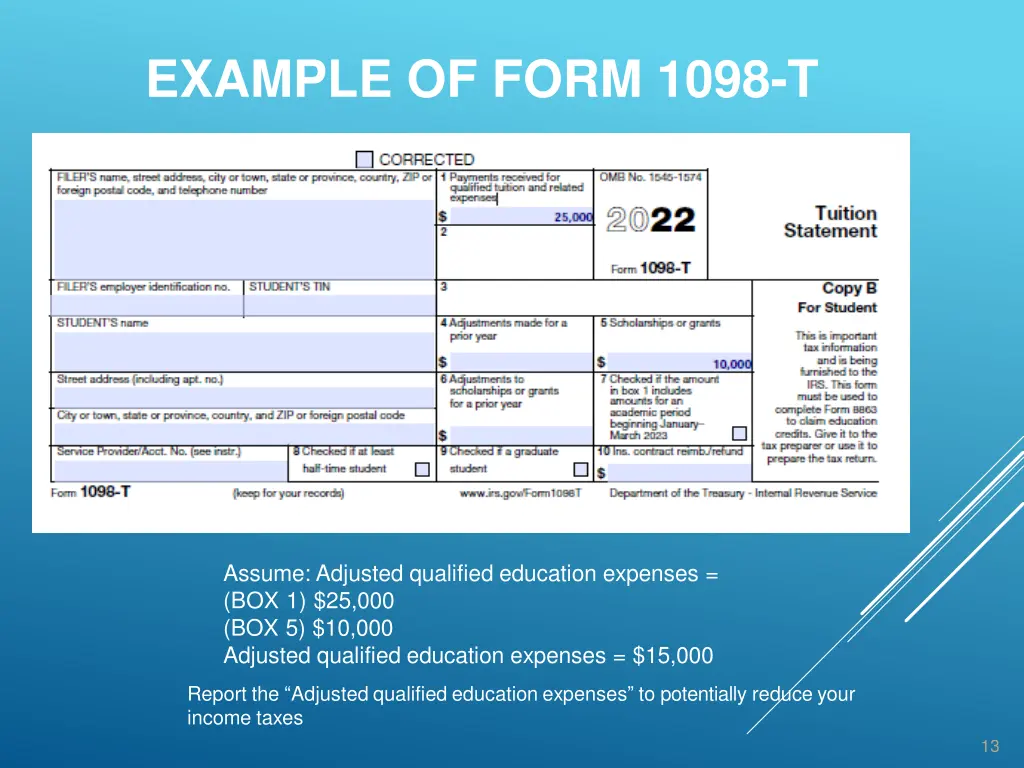 example of form 1098 t