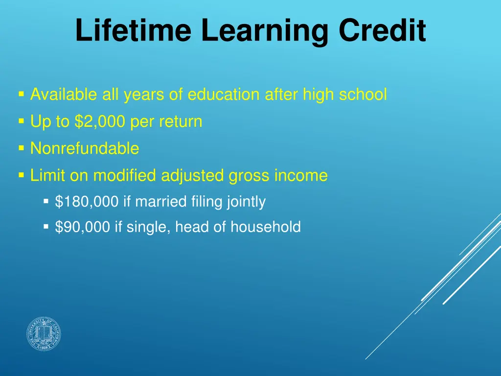 lifetime learning credit